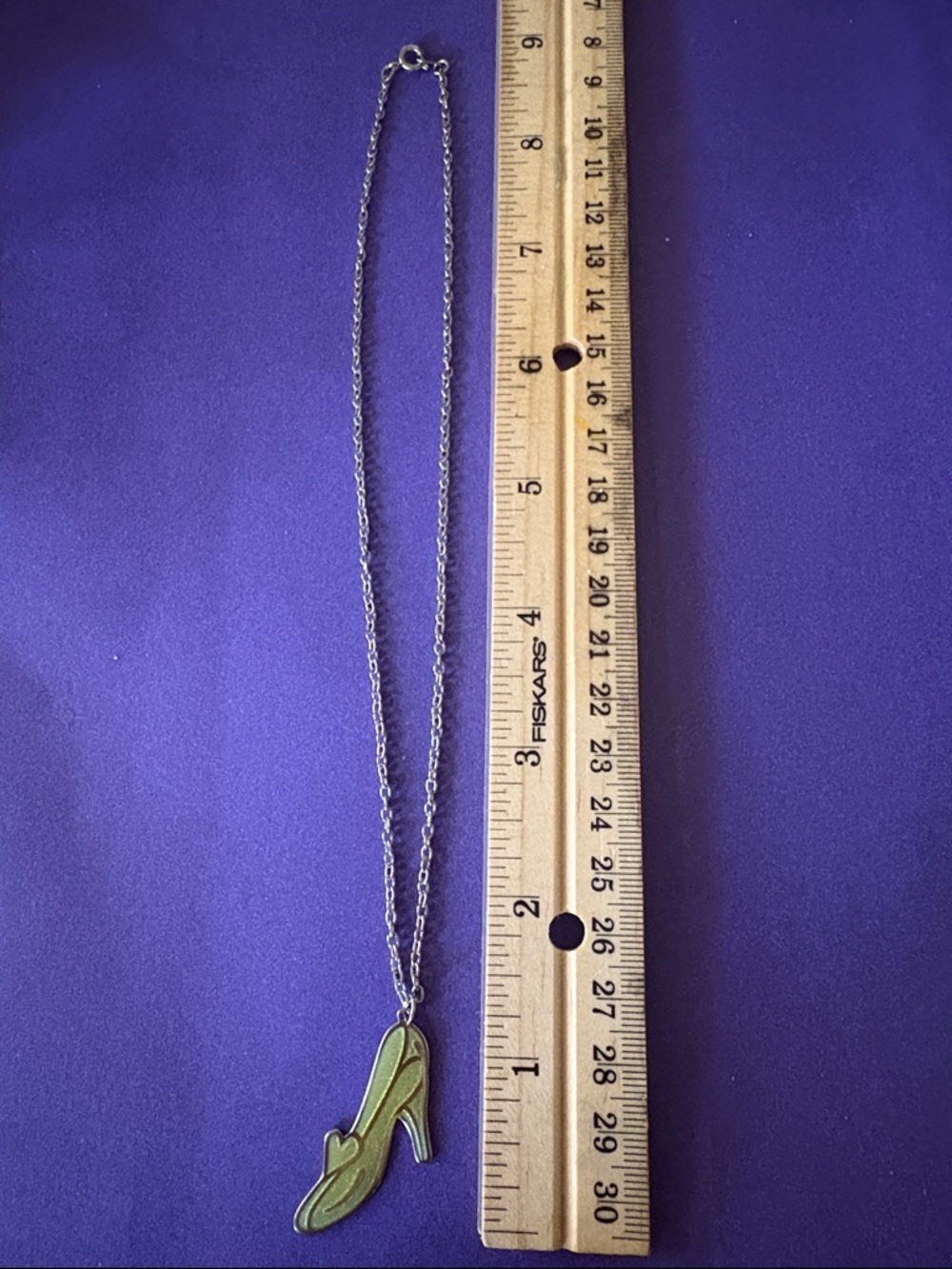 Disney Green High Heel Pendant Necklace with Silver Chain